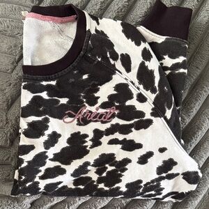 Ariat Black, White and Pink Cow-Print Sweatshirt